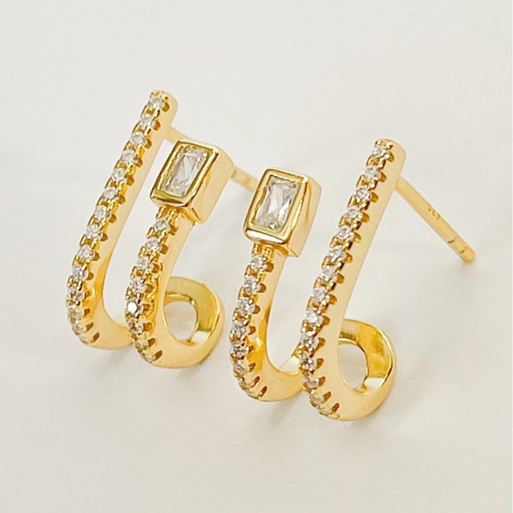 Double Crystal Stud Earrings